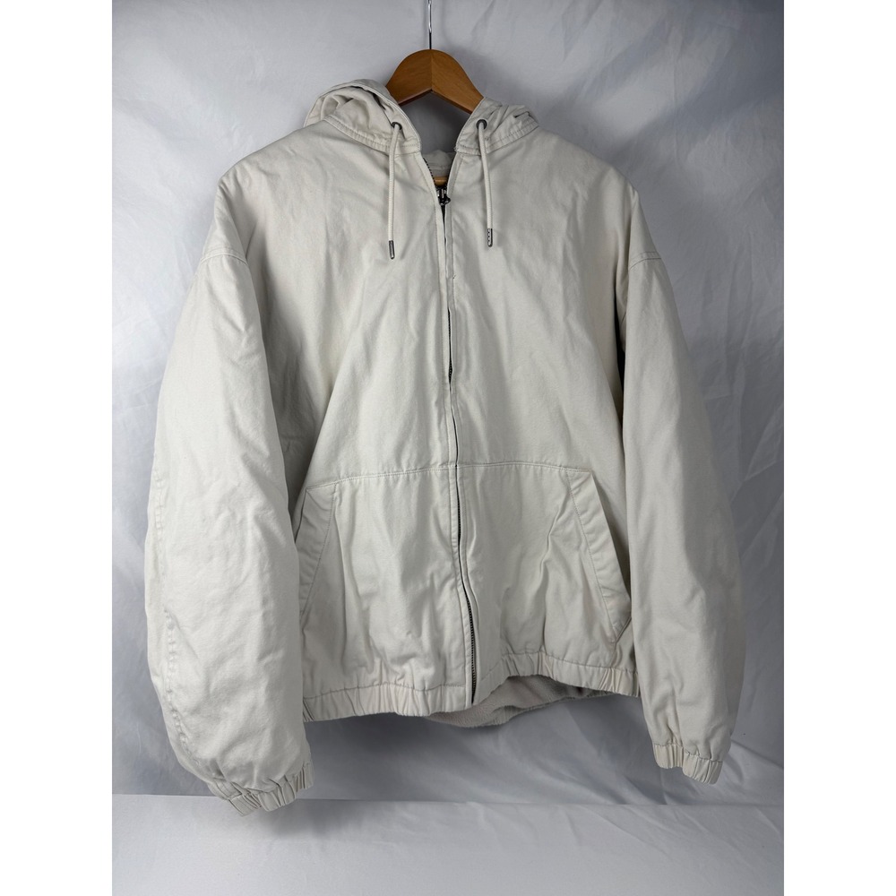 UNIQLO U Lemaire XL Fleece Lined Hooded Zip Up Blouson Jacket Cream